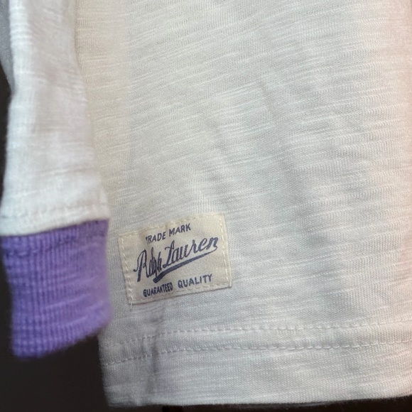 NWT Polo Ralph Lauren 67 Ringer Tee Lavender Trim Distressed Vintage Look Siz - Picture 4 of 5